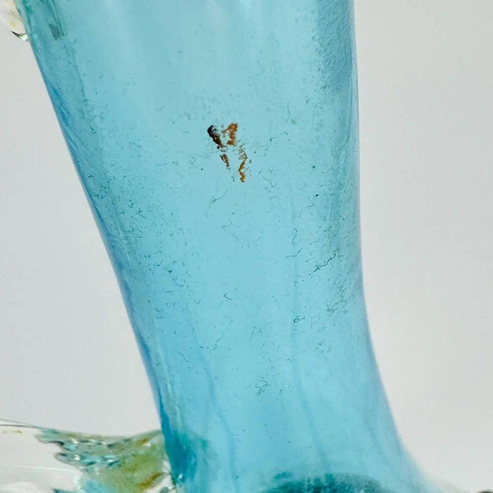 Empoli Italy Glass Aqua Blue Jeweled Decanter Mid Century No Stopper VTG